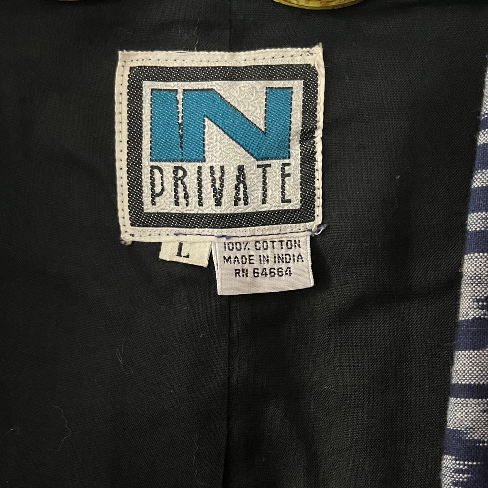 Men’s Vintage IKAT Blue & White Cotton Blazer by IN PRIVATE - Picture 2 of 7
